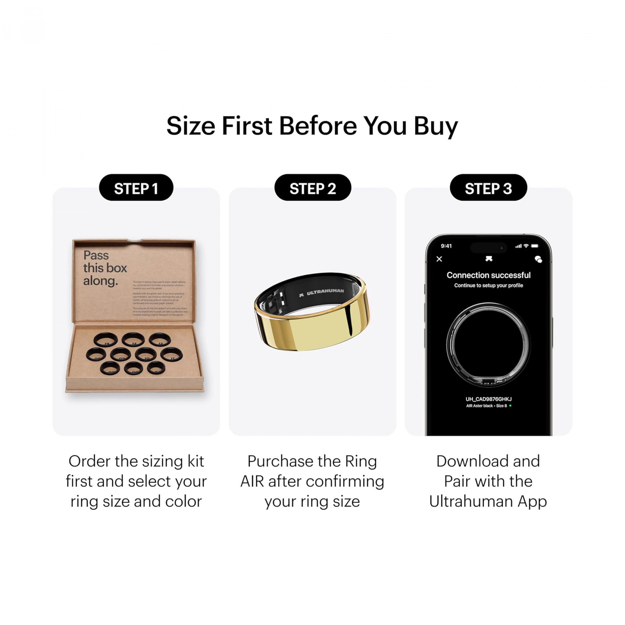 Умное кольцо ULTRAHUMAN Ring AIR (Bionic Gold) (Size 8)